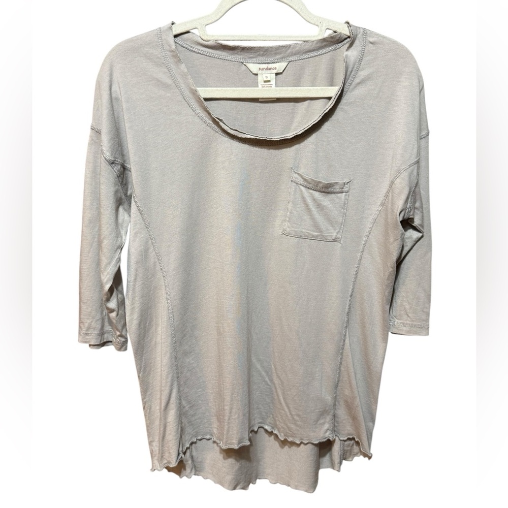 Sundance Light Gray Relaxed Fit‎ Slouchy Top Sz S minimalist chic